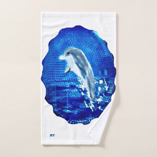 Springende dolfijn blauwe zee handdoek (Handdoek)