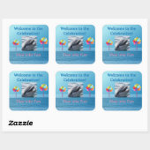Springende Dolfijn Oceaan Feest Vierkante Sticker (Vel)