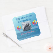 Springende Dolfijn Oceaan Feest Vierkante Sticker (Envelop)