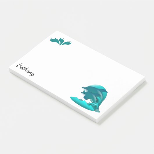 Springende dolfijnen gepersonaliseerd post-it® notes (Schuin)