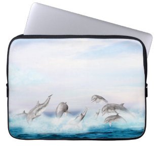 Springende dolfijnen laptop sleeve
