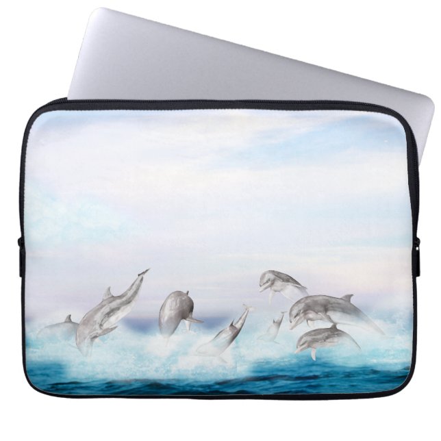 Springende dolfijnen laptop sleeve (Voorkant)