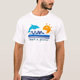 Springende dolfijnen strand illustratie getexturee t-shirt
