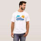 Springende dolfijnen strand illustratie getexturee t-shirt (Voorkant volledig)