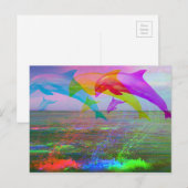 Springende dolfijnenregenboog briefkaart (Voorkant / Achterkant)