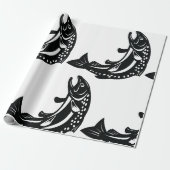 Springende Forel Vis Silhouet Cadeaupapier (Uitgerold)
