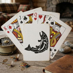 Springende Forel Vis Silhouet Pokerkaarten