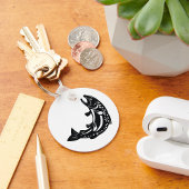 Springende Forel Vis Silhouet Sleutelhanger