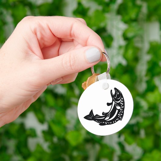 Springende Forel Vis Silhouet Sleutelhanger