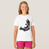 Springende Forel Vis Silhouet T-shirt (Voorkant volledig)