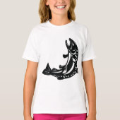 Springende Forel Vis Silhouet T-shirt (Voorkant)