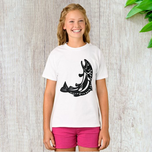 Springende Forel Vis Silhouet T-shirt