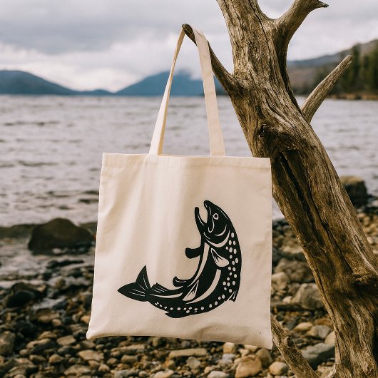 Springende Forel Vis Silhouet Tote Bag