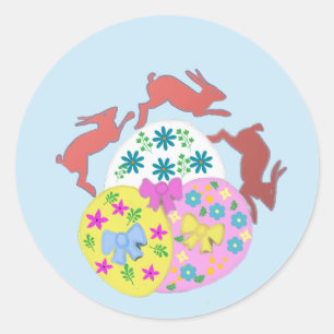 Springende hazen ronde sticker