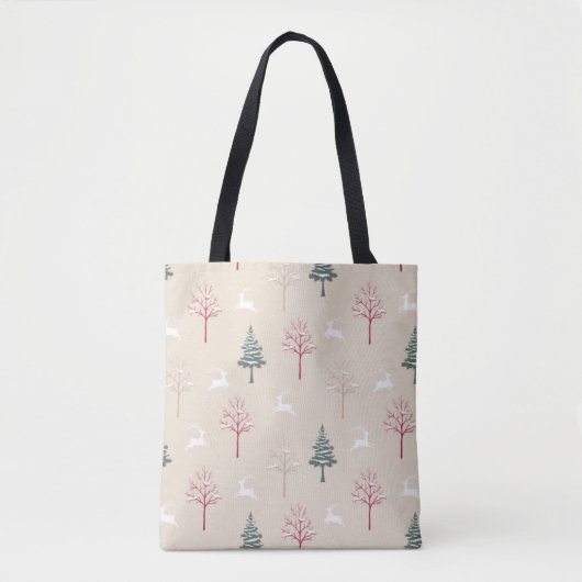 Springende herten & besneeuwde bomen Kerstmis bood Tote Bag (Voorkant)