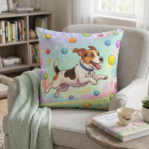 Springende Hond Jacht op Ballen Schattig Whimsis Kussen