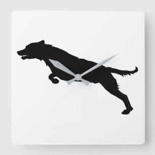 Springende Honden Silhouet Vierkante Klok