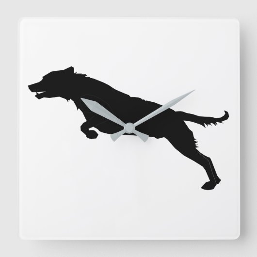 Springende honden silhouet vierkante klok (Voorkant)