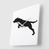 Springende honden silhouet vierkante klok (Hoek)