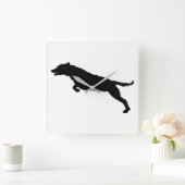 Springende honden silhouet vierkante klok (Huis)