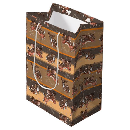 Springende Jackalope Medium Cadeauzakje (Voorkant Gekanteld)