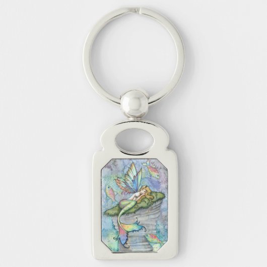 Springende Karper Zeemeermin Fantasy Kunst door Mo Sleutelhanger (Voorkant)