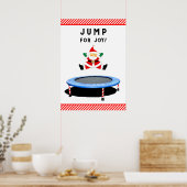Springende Kerstman op trampoline Poster (Keuken)