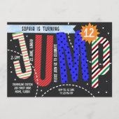 Springende kinderen trampoline verjaardag kaart (Voorkant)
