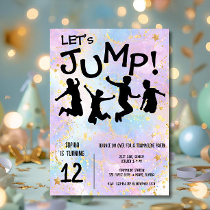 Springende kinderen trampoline verjaardag kaart