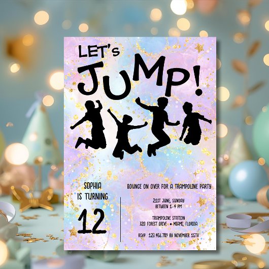 Springende kinderen trampoline verjaardag kaart