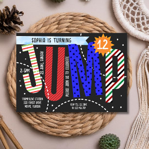 Springende kinderen trampoline verjaardag kaart