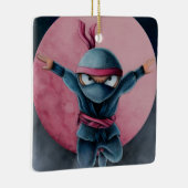 Springende Ninja Rode Maan Keramisch Ornament (Rechts)