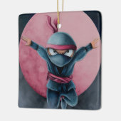 Springende Ninja Rode Maan Keramisch Ornament (Links)