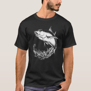 Springende oceaan tonijn voor vissers die graag vi t-shirt