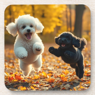 Springende Poodle Puppies Bier Onderzetter