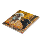 Springende Poodle Puppies Tegeltje (Zijkant)