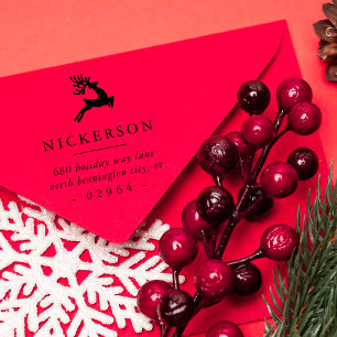 Springende rendier retouradres rubberstempel