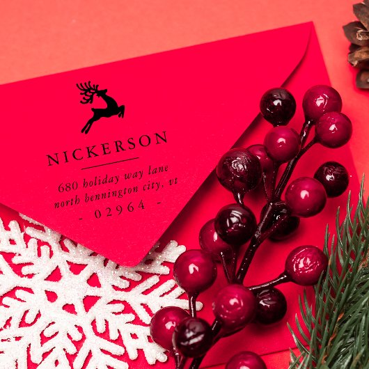 Springende rendier retouradres rubberstempel