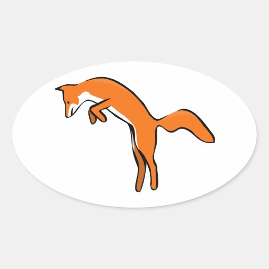 springende rode vos ovale sticker (Voorkant)