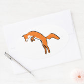 springende rode vos ovale sticker (Envelop)