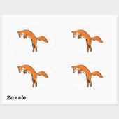 springende rode vos ovale sticker (Vel)