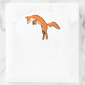 springende rode vos ovale sticker (Tas)