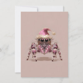 Springende Spider Roze Kerstkaarten Feestdagenkaart