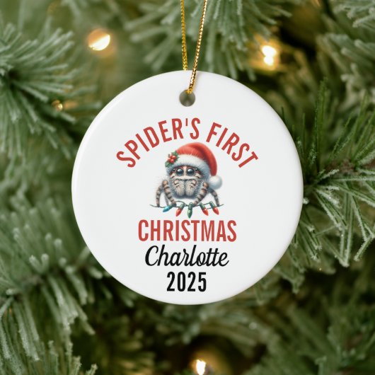 Springende Spin eerste kerst 2025 Keramisch Ornament (Boom)