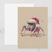Springende spin Kerstkaarten met Kerstmanhoed Feestdagenkaart (Voorkant / Achterkant)