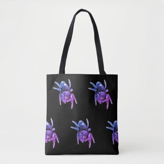 Springende spin paarse en zwarte totebag tote bag (Voorkant)