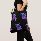 Springende spin paarse en zwarte totebag tote bag (Dichtbij)