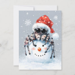 Springende Spinnen Sneeuwman Kerstkaarten Feestdagenkaart