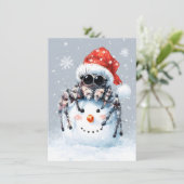 Springende Spinnen Sneeuwman Kerstkaarten Feestdagenkaart (Staand voorkant)