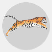 springende tijger ronde sticker (Voorkant)